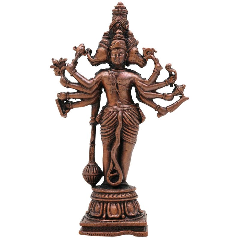 Copper Hanuman Idol | Tamra Bajrangbali Murti | Anjaneya Maruti Statue | Pavanputra Kesarinandan Ramdoot | Sankat Mochan Panchmukhi Hanuman Murti for Puja, Temple & Home Decor,Brown, 4.5 Inch, 1 Piece