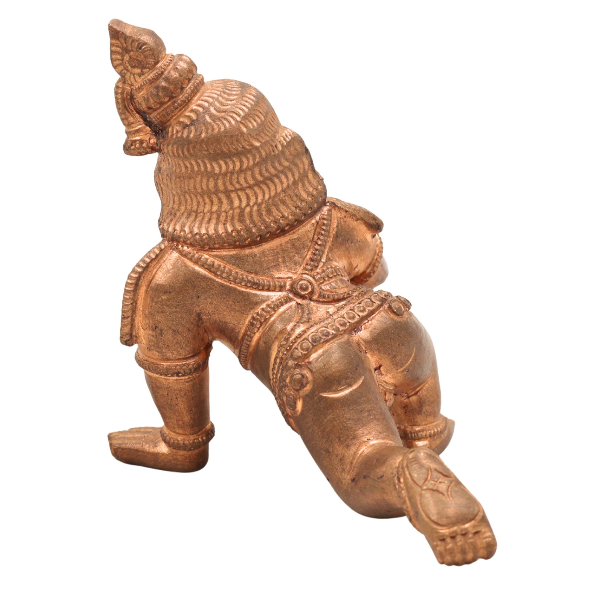 Handcrafted Bronze Laddu Gopal Idol | Panchaloha Bal Krishna Murti | Natkhat Kanha Ji Makhan Chor Sculpture | Ashtadhatu Nand Gopal Chola Art Statue,Gold, 3.5 Inch, 1 Piece
