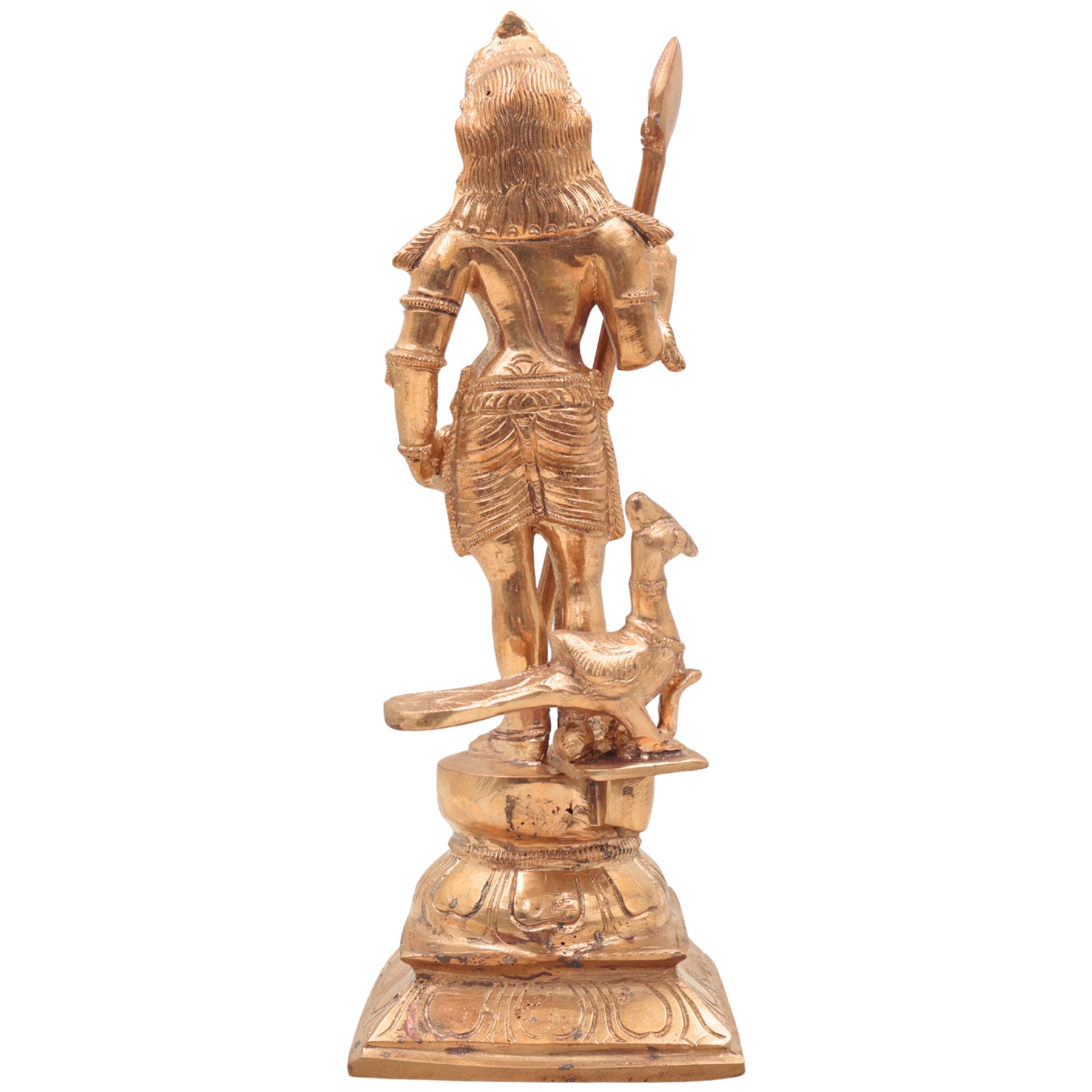 Handcrafted Bronze Murugan Idol | Panchaloha Subramanya, Skanda, Karthikeya, Arumugan, Vel Murugan Statue for Home Temple & Pooja,Gold, 10 Inch, 1 Piece