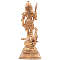 Handcrafted Bronze Murugan Idol | Panchaloha Subramanya, Skanda, Karthikeya, Arumugan, Vel Murugan Statue for Home Temple & Pooja,Gold, 10 Inch, 1 Piece