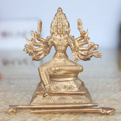 Handcrafted Bronze Murugan Idol | Panchaloha Subramanya Skanda Velan Sculpture for Home Temple & Pooja,Gold, 5.5 Inch, 1 Piece