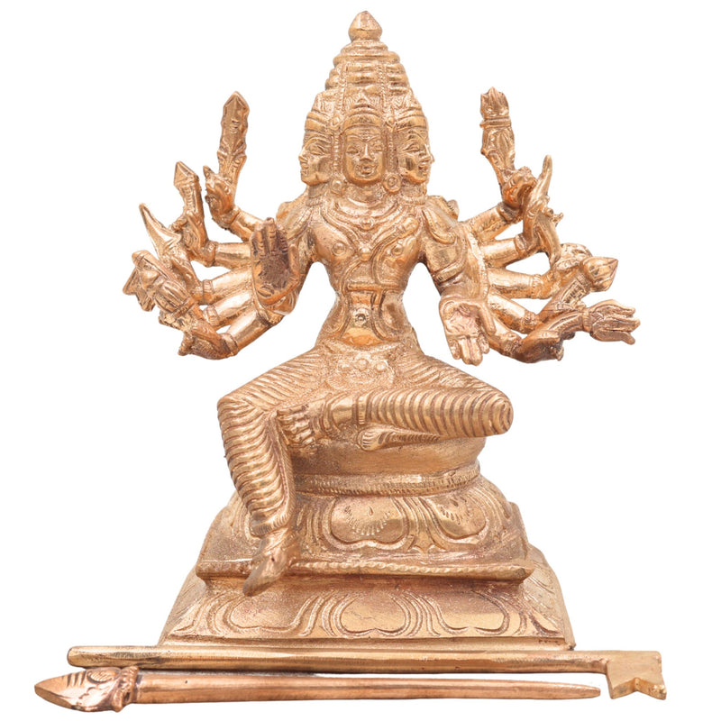 Handcrafted Bronze Murugan Idol | Panchaloha Subramanya Skanda Velan Sculpture for Home Temple & Pooja,Gold, 5.5 Inch, 1 Piece