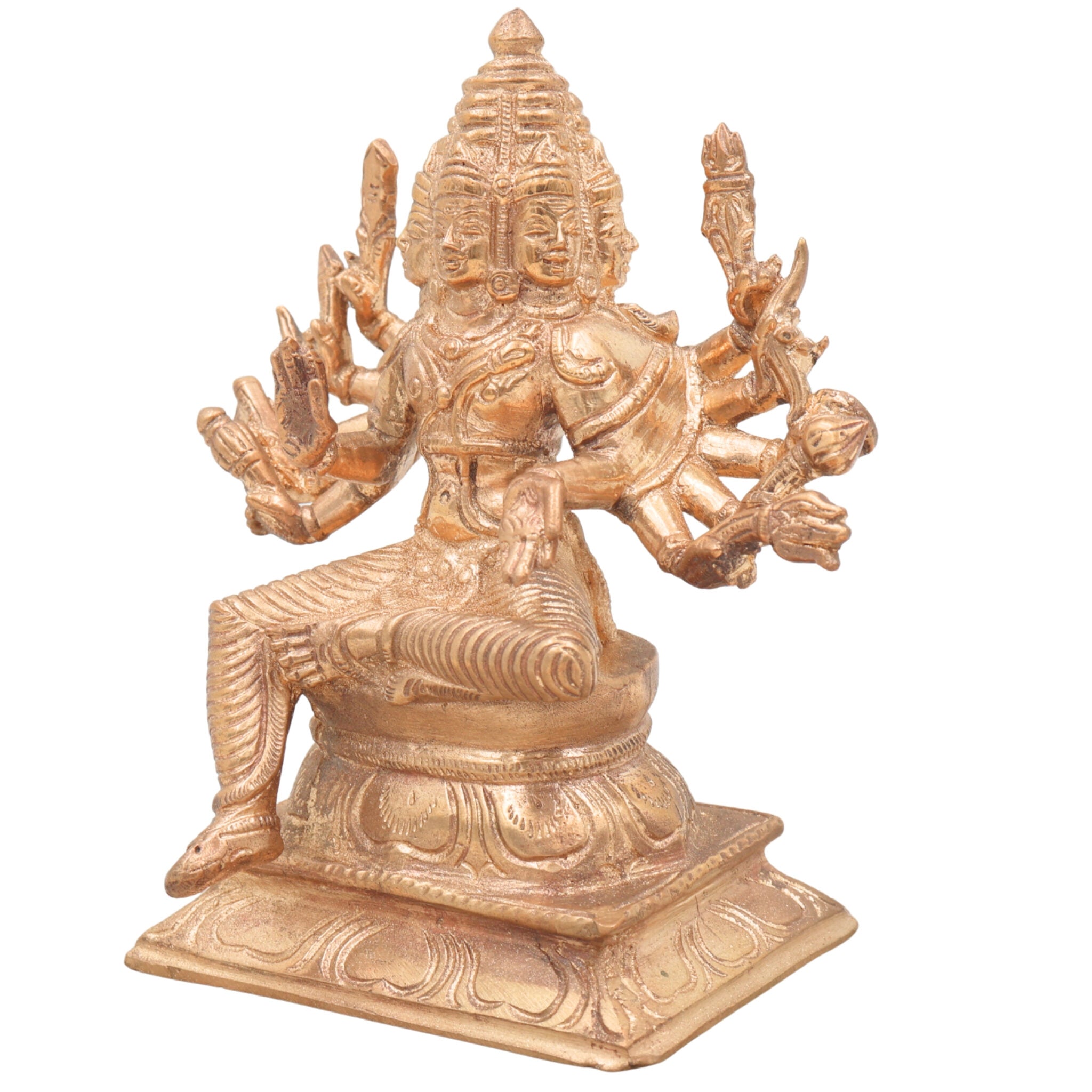 Handcrafted Bronze Murugan Idol | Panchaloha Subramanya Skanda Velan Sculpture for Home Temple & Pooja,Gold, 5.5 Inch, 1 Piece