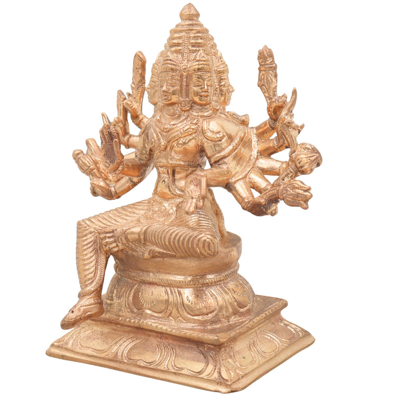 Handcrafted Bronze Murugan Idol | Panchaloha Subramanya Skanda Velan Sculpture for Home Temple & Pooja,Gold, 5.5 Inch, 1 Piece