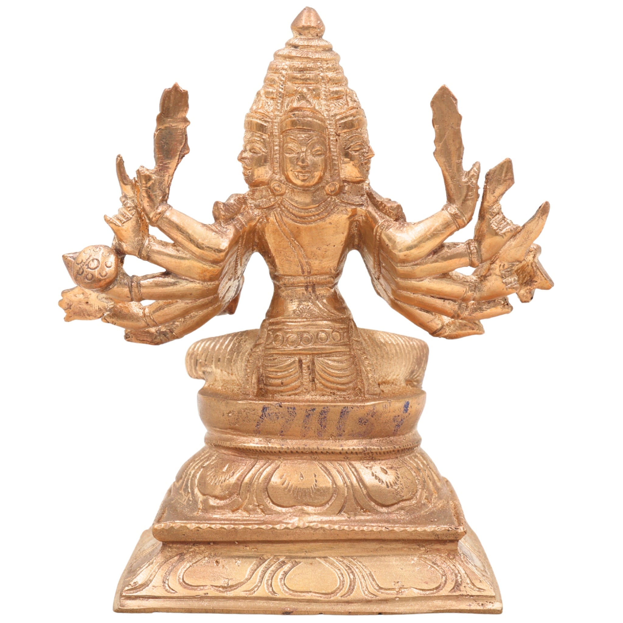 Handcrafted Bronze Murugan Idol | Panchaloha Subramanya Skanda Velan Sculpture for Home Temple & Pooja,Gold, 5.5 Inch, 1 Piece