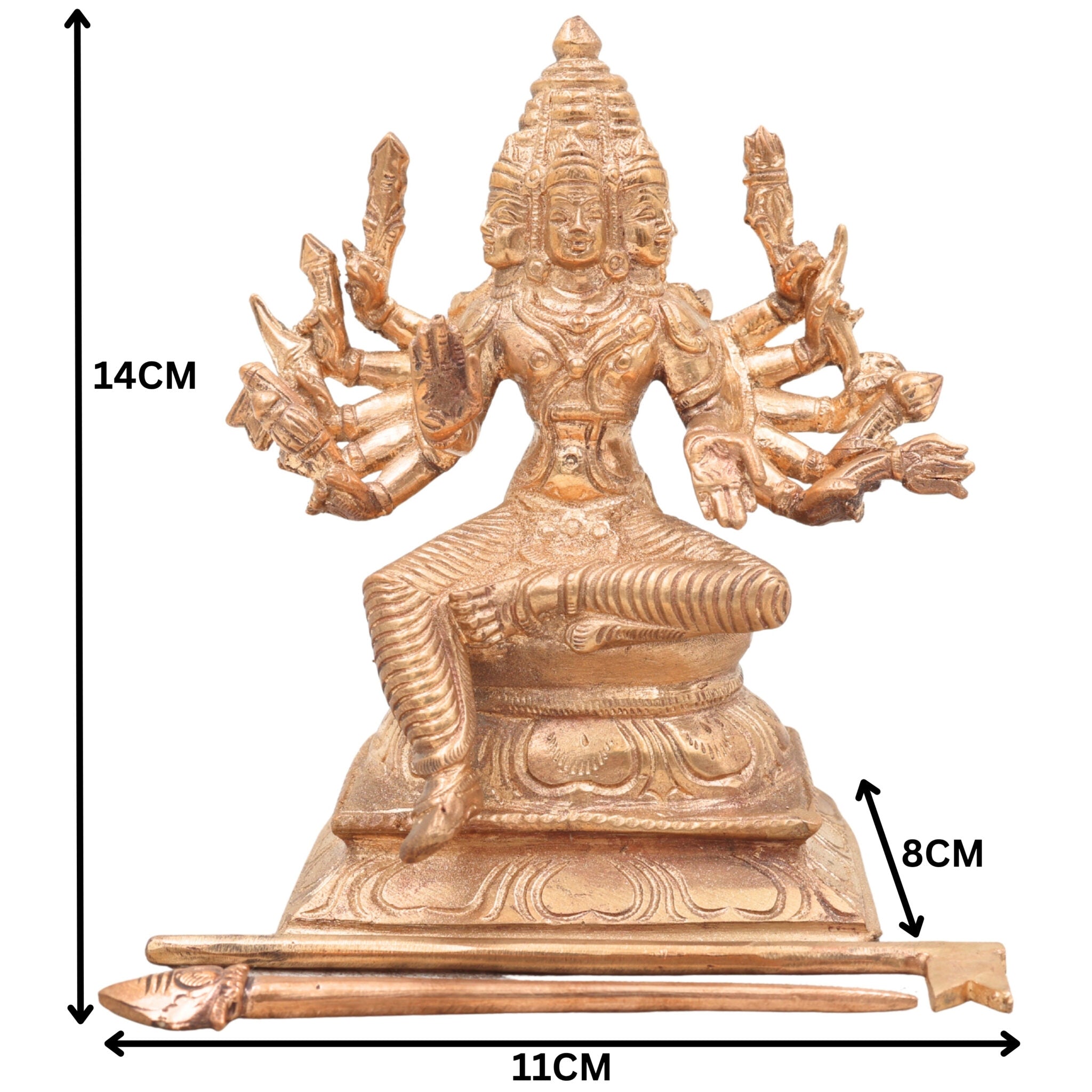 Handcrafted Bronze Murugan Idol | Panchaloha Subramanya Skanda Velan Sculpture for Home Temple & Pooja,Gold, 5.5 Inch, 1 Piece