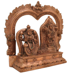 Bronze Sri Venkateswara Balaji with Padmavathi Idol panchaloha Murti with Prabhavali & Peetam, Traditional South Indian Venkateshwara and Goddess Padmavati Sculpture,Gold, 6.5 Inch, 1 Piece