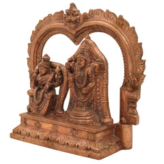 Bronze Sri Venkateswara Balaji with Padmavathi Idol panchaloha Murti with Prabhavali & Peetam, Traditional South Indian Venkateshwara and Goddess Padmavati Sculpture,Gold, 6.5 Inch, 1 Piece