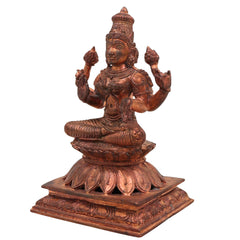 Handcrafted Bronze Mahalakshmi Idol | Panchaloha Lakshmi Murti | Kamala Devi | Lakshmi | South Indian Chola Art Sculpture for Pooja & Home Decor,Gold, 5 Inch, 1 Piece
