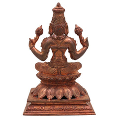 Handcrafted Bronze Mahalakshmi Idol | Panchaloha Lakshmi Murti | Kamala Devi | Lakshmi | South Indian Chola Art Sculpture for Pooja & Home Decor,Gold, 5 Inch, 1 Piece