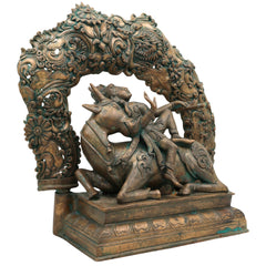 Bronze Krishna Sitting on Cow Idol, Handmade Gopal Ji Statue for Pooja, Temple, Office, Home Decor, Panchaloha Sculpture, Gift Item, Brown, 13 Inch, 1 Piece