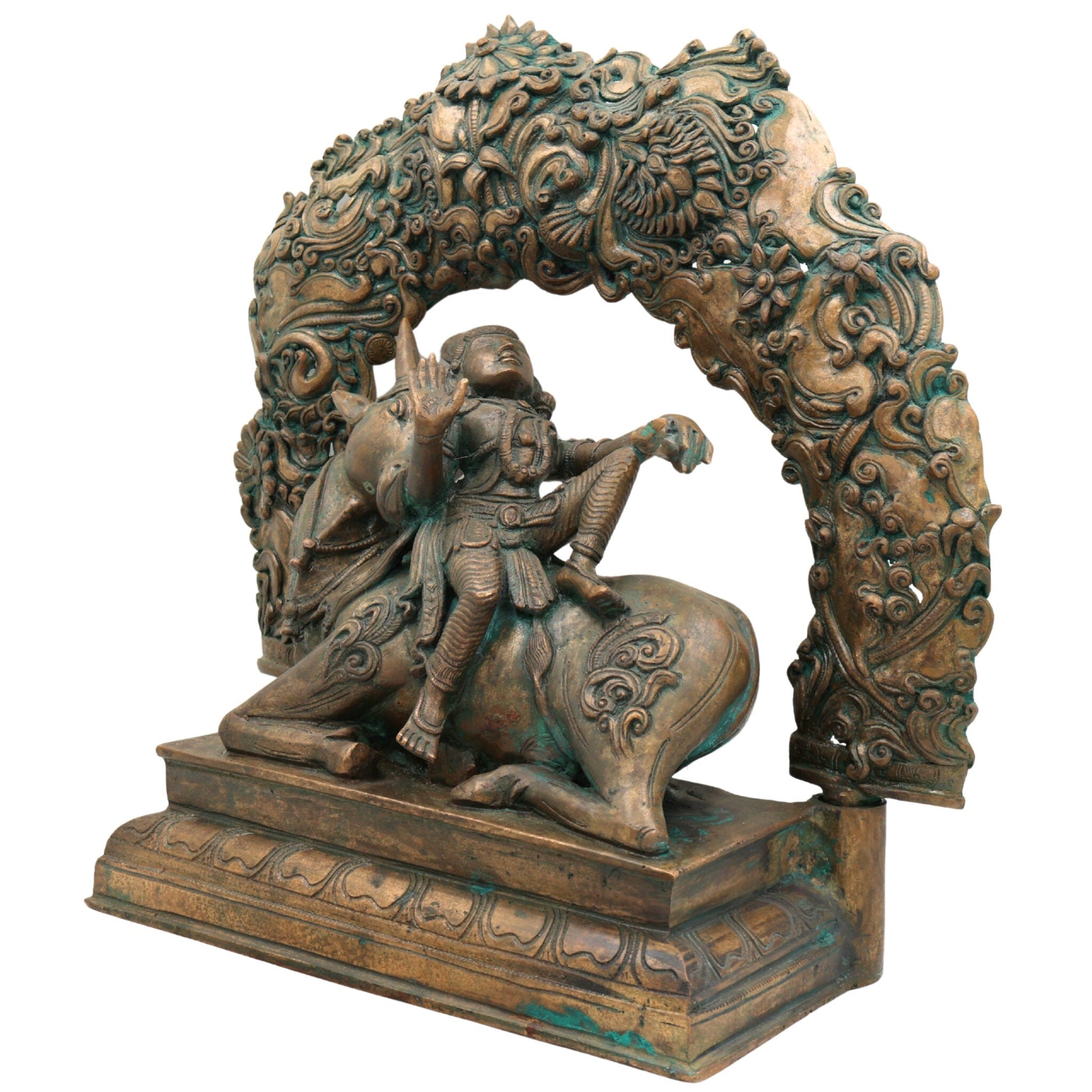 Bronze Krishna Sitting on Cow Idol, Handmade Gopal Ji Statue for Pooja, Temple, Office, Home Decor, Panchaloha Sculpture, Gift Item, Brown, 13 Inch, 1 Piece