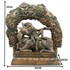 Bronze Krishna Sitting on Cow Idol, Handmade Gopal Ji Statue for Pooja, Temple, Office, Home Decor, Panchaloha Sculpture, Gift Item, Brown, 13 Inch, 1 Piece