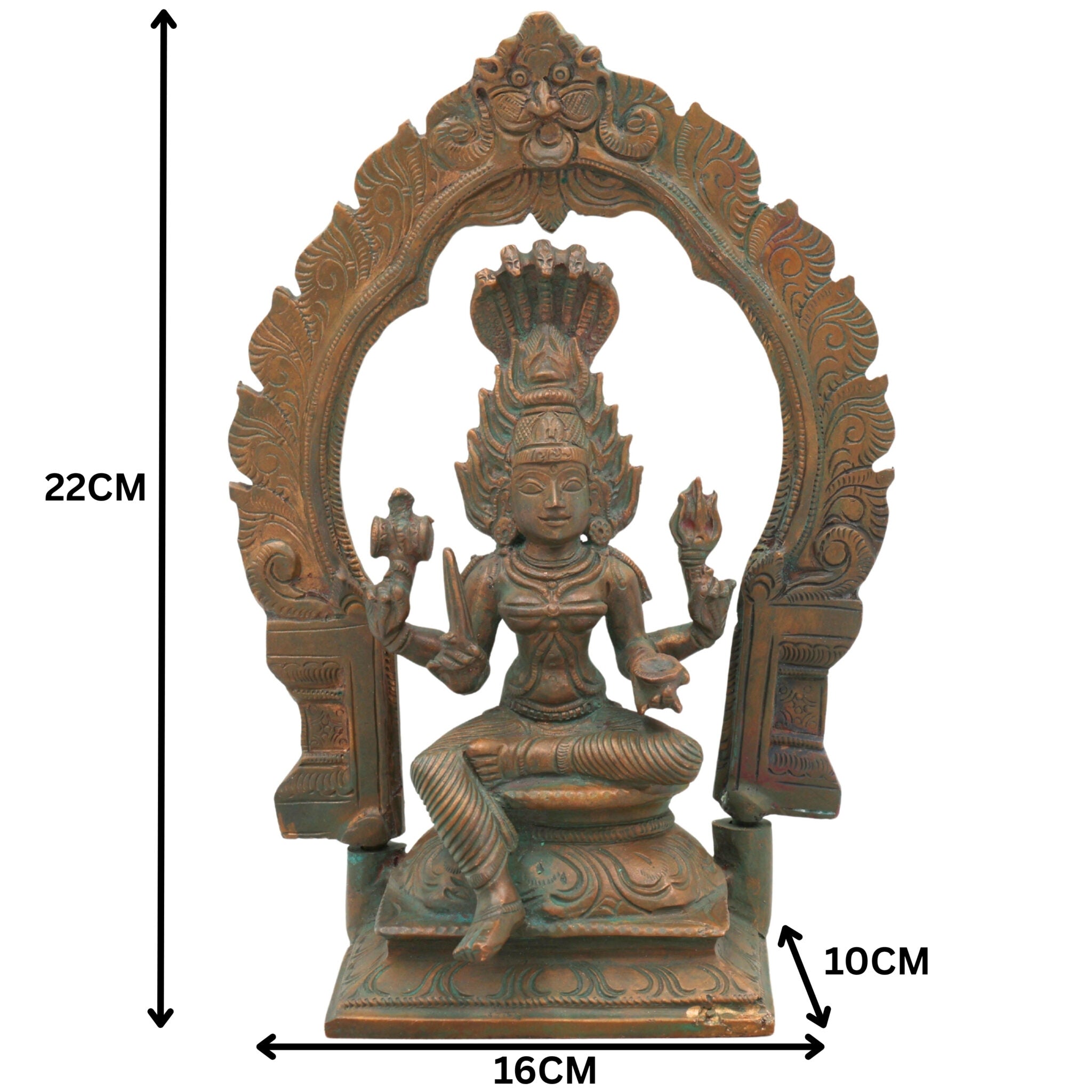Handcrafted Bronze Mariyamman Idol | Panchaloha Goddess Statue | South Indian Village Goddess Murti | Traditional Chola Art Mariamma Sculpture,Brown, 9 Inch, 1 Piece