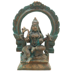 Handcrafted Bronze Mariamman Idol with Prabhavali – Authentic Panchaloha Goddess Sculpture, Samayapuram Mariamman, Maha Mariamman, Tamil Nadu Temple Murti,Brown, 6.5 Inch, 1 Piece