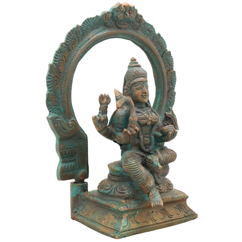 Handcrafted Bronze Mariamman Idol with Prabhavali – Authentic Panchaloha Goddess Sculpture, Samayapuram Mariamman, Maha Mariamman, Tamil Nadu Temple Murti,Brown, 6.5 Inch, 1 Piece
