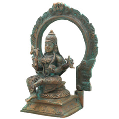Handcrafted Bronze Mariamman Idol with Prabhavali – Authentic Panchaloha Goddess Sculpture, Samayapuram Mariamman, Maha Mariamman, Tamil Nadu Temple Murti,Brown, 6.5 Inch, 1 Piece
