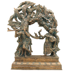 Handcrafted Panchaloha Bronze Radha Krishna Idol – Chola Art Murti for Pooja, Temple, Home Decor & Spiritual Gifting, Brown, 16 Inch, 1 Piece