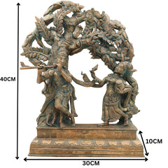 Handcrafted Panchaloha Bronze Radha Krishna Idol – Chola Art Murti for Pooja, Temple, Home Decor & Spiritual Gifting, Brown, 16 Inch, 1 Piece