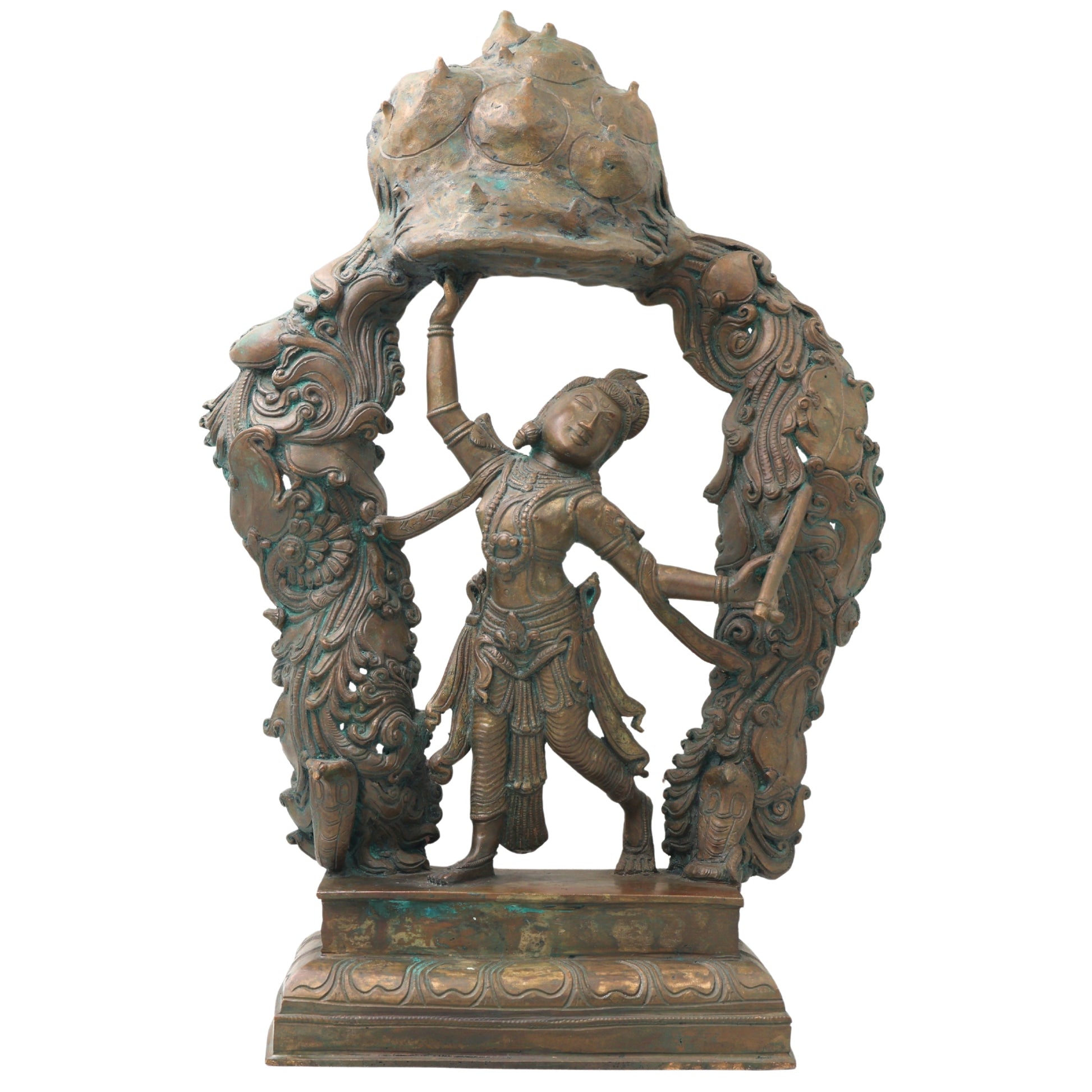 Bronze Lord Krishna Govardhan Idol, Panchaloha Gopal Ji Statue, Handmade Krishna Murti for Temple, Pooja, Office, Home Decor, Gifts, Brown, 17.5 Inch, 1 Piece
