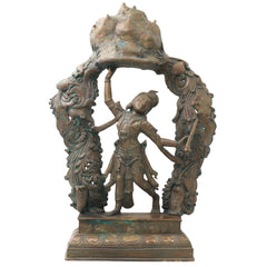 Bronze Lord Krishna Govardhan Idol, Panchaloha Gopal Ji Statue, Handmade Krishna Murti for Temple, Pooja, Office, Home Decor, Gifts, Brown, 17.5 Inch, 1 Piece