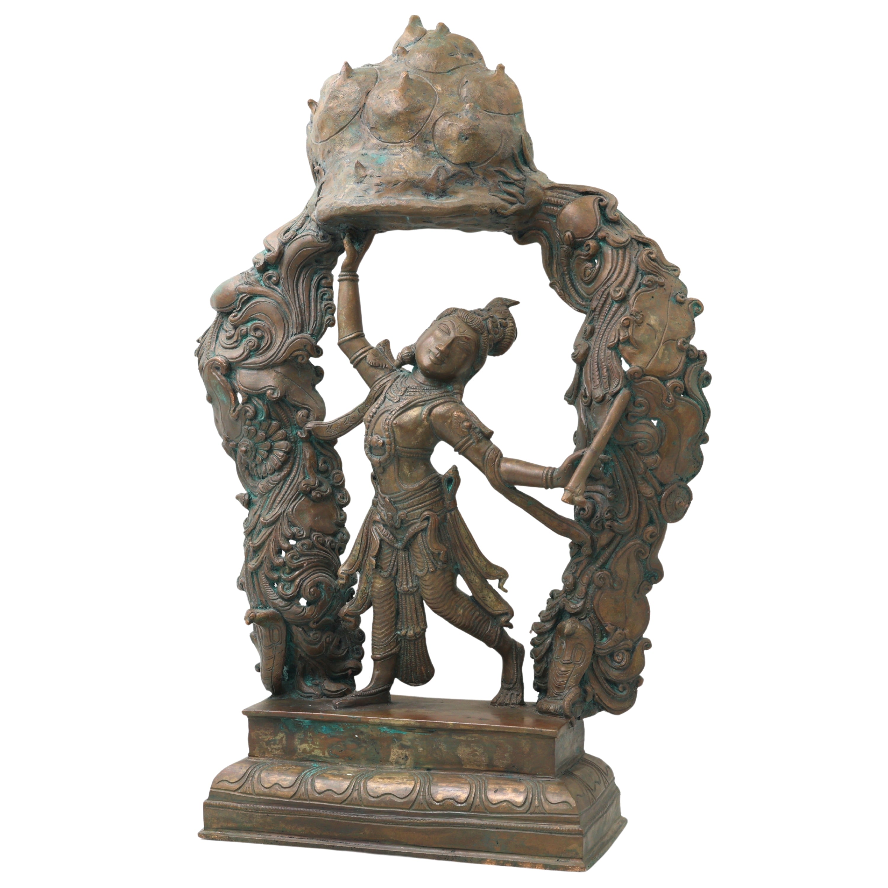 Bronze Lord Krishna Govardhan Idol, Panchaloha Gopal Ji Statue, Handmade Krishna Murti for Temple, Pooja, Office, Home Decor, Gifts, Brown, 17.5 Inch, 1 Piece