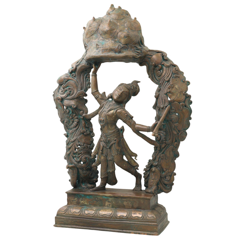 Bronze Lord Krishna Govardhan Idol, Panchaloha Gopal Ji Statue, Handmade Krishna Murti for Temple, Pooja, Office, Home Decor, Gifts, Brown, 17.5 Inch, 1 Piece