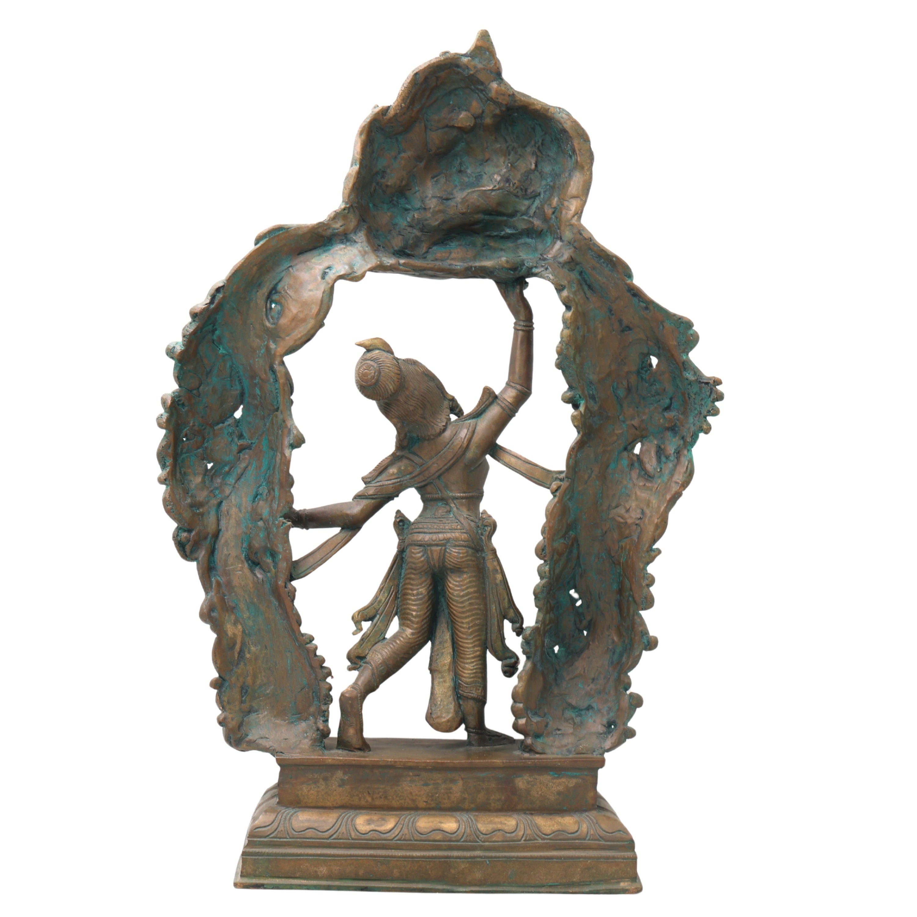 Bronze Lord Krishna Govardhan Idol, Panchaloha Gopal Ji Statue, Handmade Krishna Murti for Temple, Pooja, Office, Home Decor, Gifts, Brown, 17.5 Inch, 1 Piece