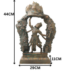Bronze Lord Krishna Govardhan Idol, Panchaloha Gopal Ji Statue, Handmade Krishna Murti for Temple, Pooja, Office, Home Decor, Gifts, Brown, 17.5 Inch, 1 Piece