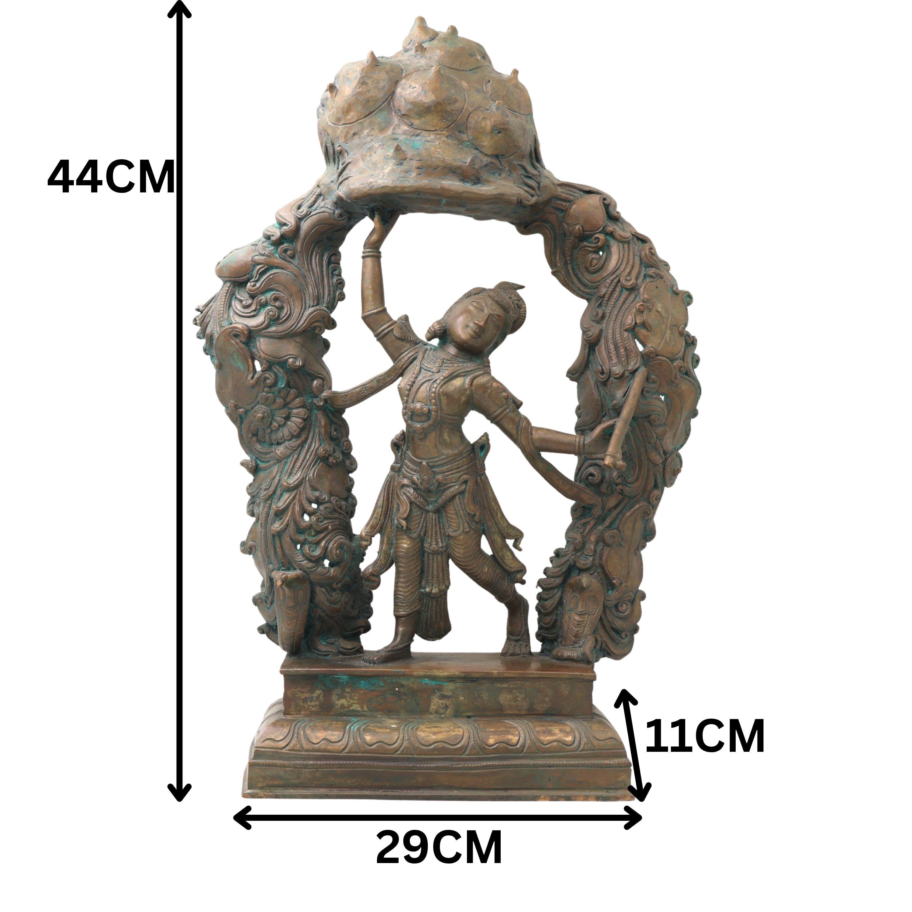 Bronze Lord Krishna Govardhan Idol, Panchaloha Gopal Ji Statue, Handmade Krishna Murti for Temple, Pooja, Office, Home Decor, Gifts, Brown, 17.5 Inch, 1 Piece