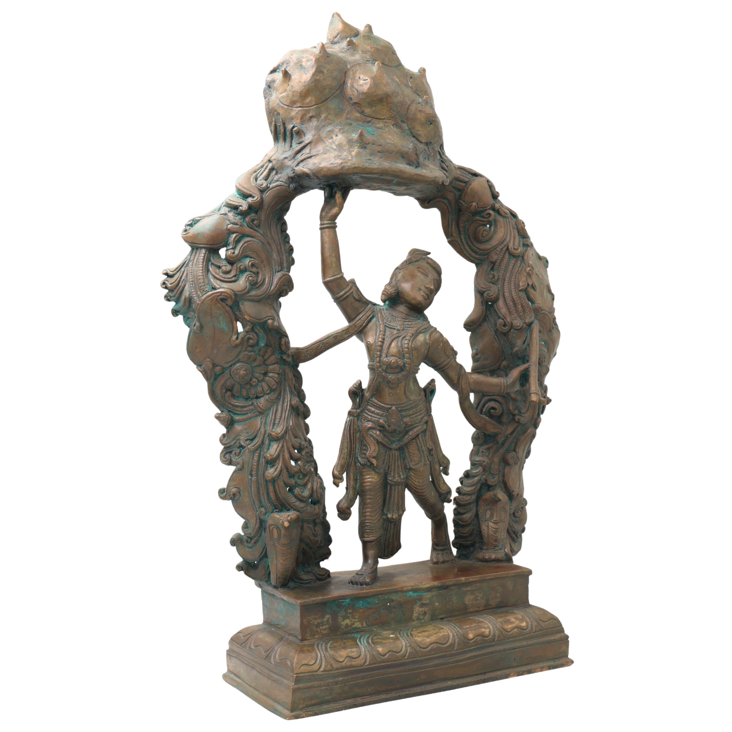 Bronze Lord Krishna Govardhan Idol, Panchaloha Gopal Ji Statue, Handmade Krishna Murti for Temple, Pooja, Office, Home Decor, Gifts, Brown, 17.5 Inch, 1 Piece