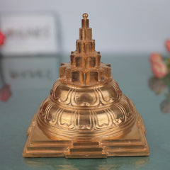 Handcrafted Panchaloha Sree Yantra Idol | Shri Chakra, Sri Meru, Shri Yantra Sacred Geometry Bronze Statue for Home, Temple & Puja Decor,Gold, 7 Inch, 1 Piece