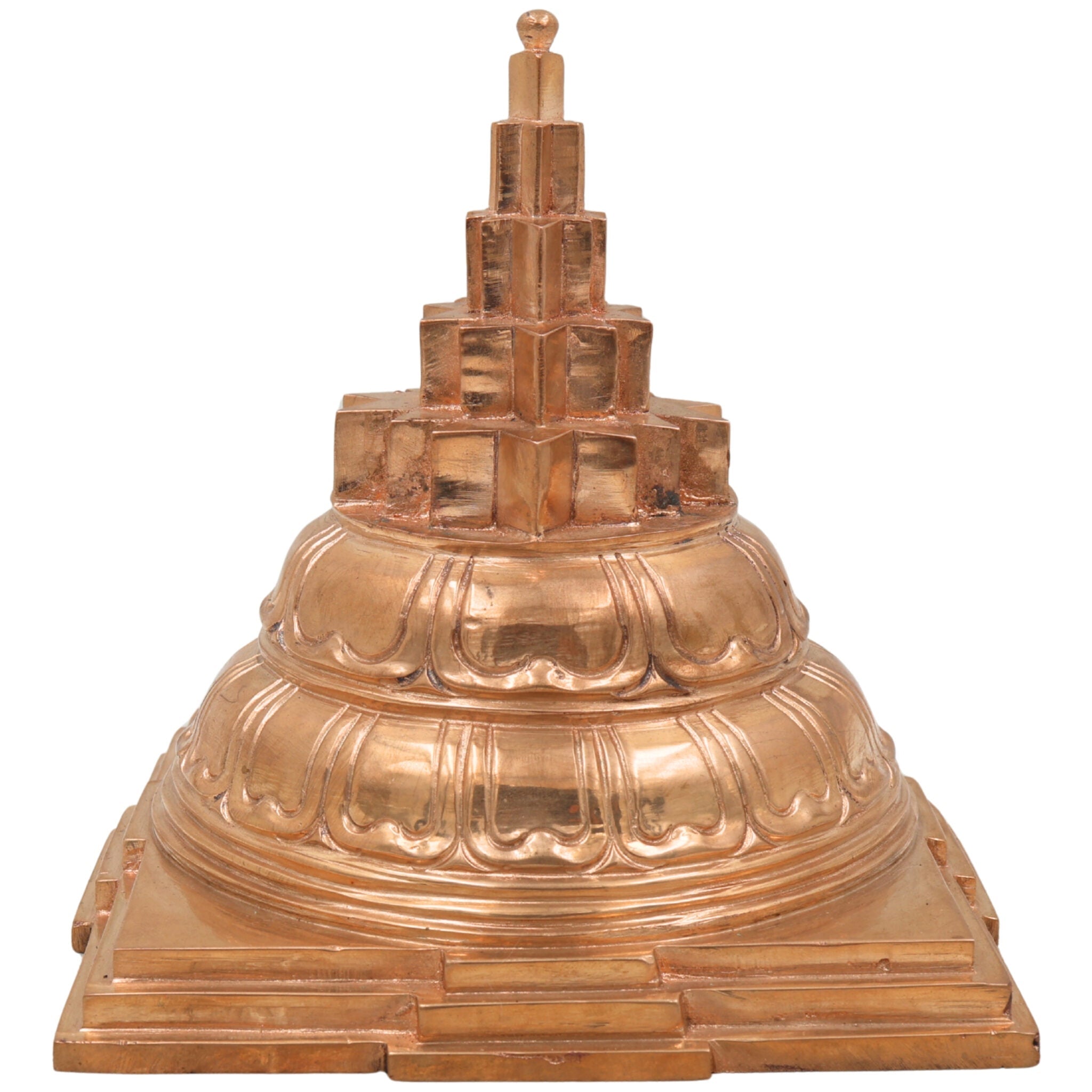 Handcrafted Panchaloha Sree Yantra Idol | Shri Chakra, Sri Meru, Shri Yantra Sacred Geometry Bronze Statue for Home, Temple & Puja Decor,Gold, 7 Inch, 1 Piece
