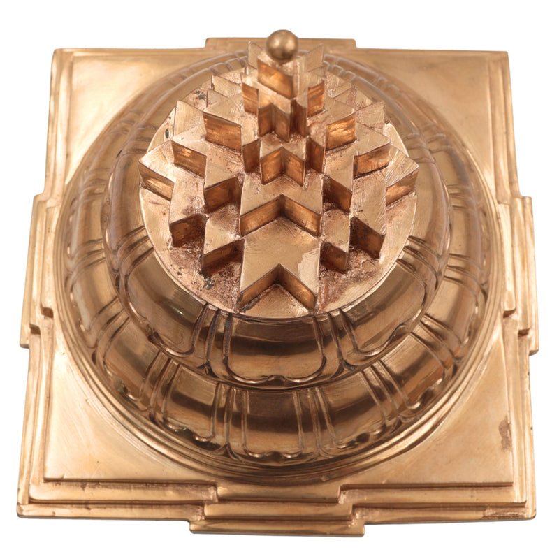 Handcrafted Panchaloha Sree Yantra Idol | Shri Chakra, Sri Meru, Shri Yantra Sacred Geometry Bronze Statue for Home, Temple & Puja Decor,Gold, 7 Inch, 1 Piece