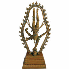 Lord Tandav Shiva Idol – Handcrafted Panchaloha Masterpiece for Divine Grace|panchaloha sculpture for puja & home decor,Brown, 36 Inch, 1 Piece
