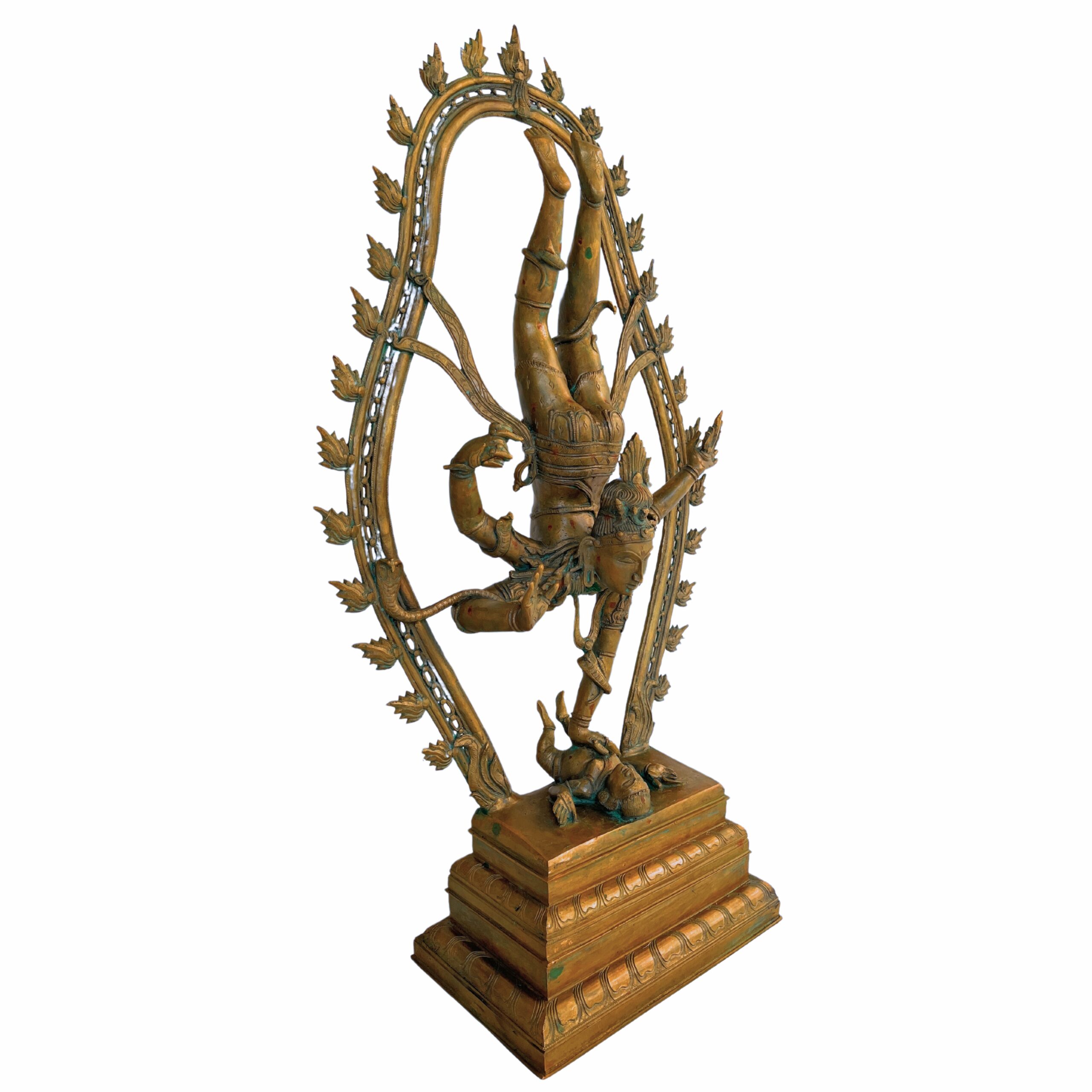 Lord Tandav Shiva Idol – Handcrafted Panchaloha Masterpiece for Divine Grace|panchaloha sculpture for puja & home decor,Brown, 36 Inch, 1 Piece