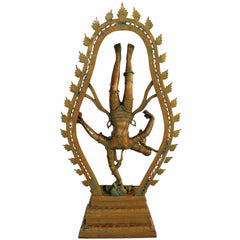 Lord Tandav Shiva Idol – Handcrafted Panchaloha Masterpiece for Divine Grace|panchaloha sculpture for puja & home decor,Brown, 36 Inch, 1 Piece