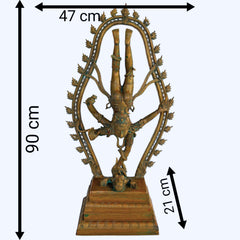 Lord Tandav Shiva Idol – Handcrafted Panchaloha Masterpiece for Divine Grace|panchaloha sculpture for puja & home decor,Brown, 36 Inch, 1 Piece