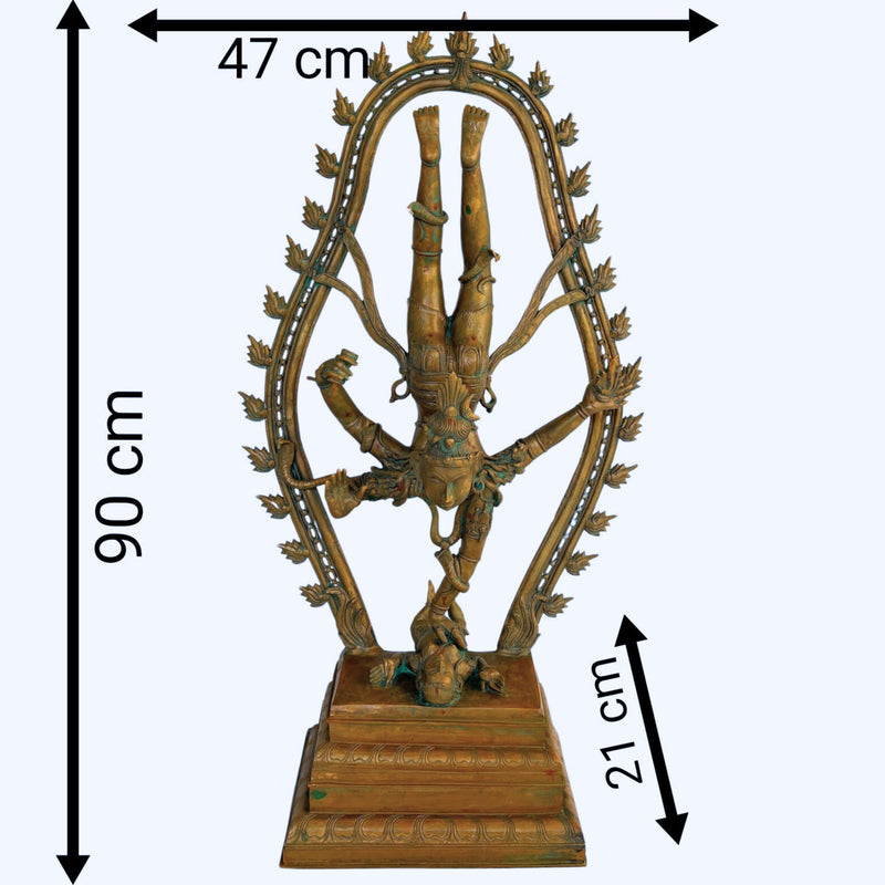 Lord Tandav Shiva Idol – Handcrafted Panchaloha Masterpiece for Divine Grace|panchaloha sculpture for puja & home decor,Brown, 36 Inch, 1 Piece