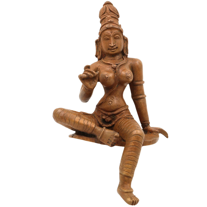 Handcrafted Panchaloha Bronze Parvati Idol – Gauri | Uma | Durga | Shailaputri Devi Murti for Pooja, Temple & Home Decor,Brown, 7.5 Inch, 1 Piece