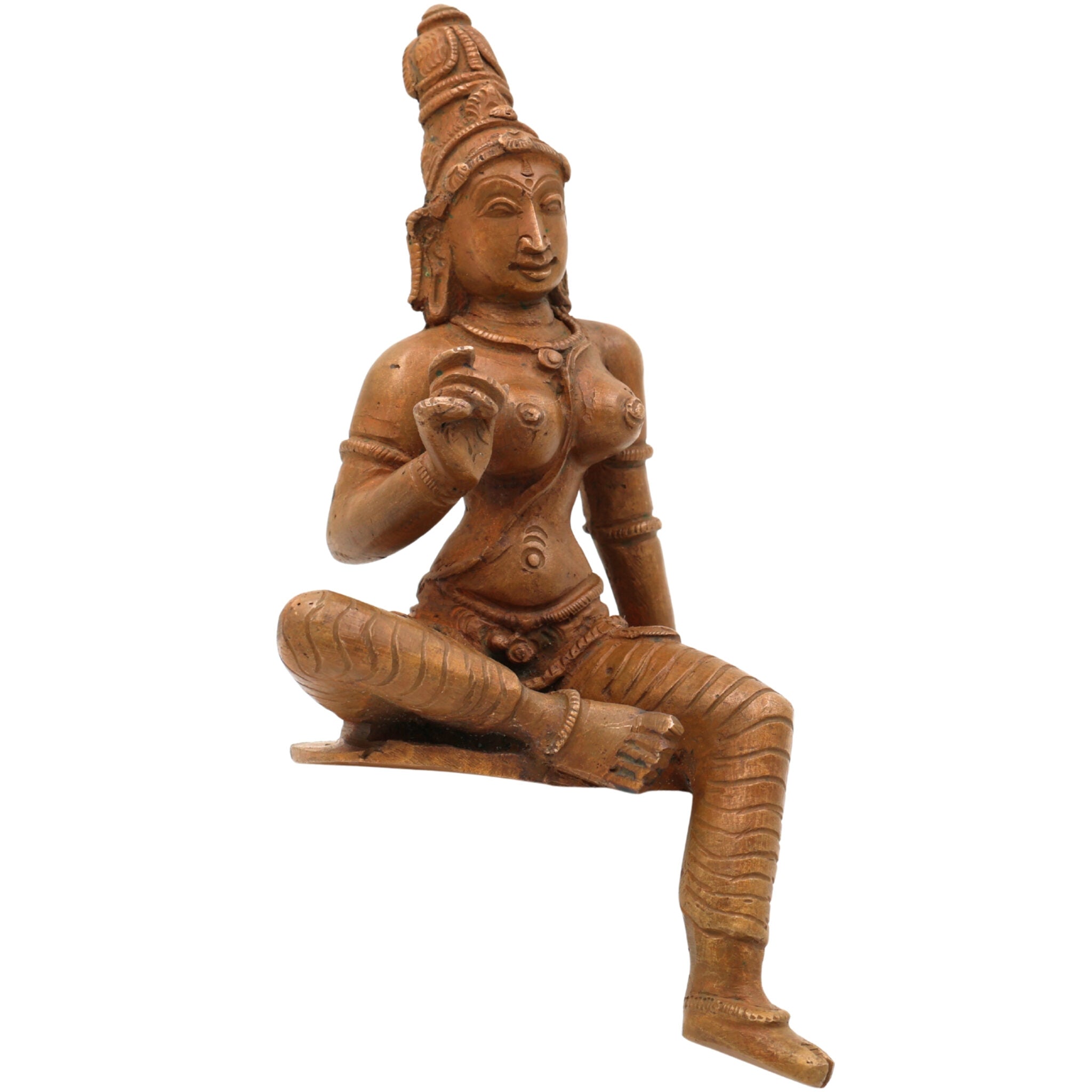Handcrafted Panchaloha Bronze Parvati Idol – Gauri | Uma | Durga | Shailaputri Devi Murti for Pooja, Temple & Home Decor,Brown, 7.5 Inch, 1 Piece