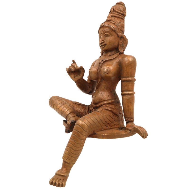 Handcrafted Panchaloha Bronze Parvati Idol – Gauri | Uma | Durga | Shailaputri Devi Murti for Pooja, Temple & Home Decor,Brown, 7.5 Inch, 1 Piece