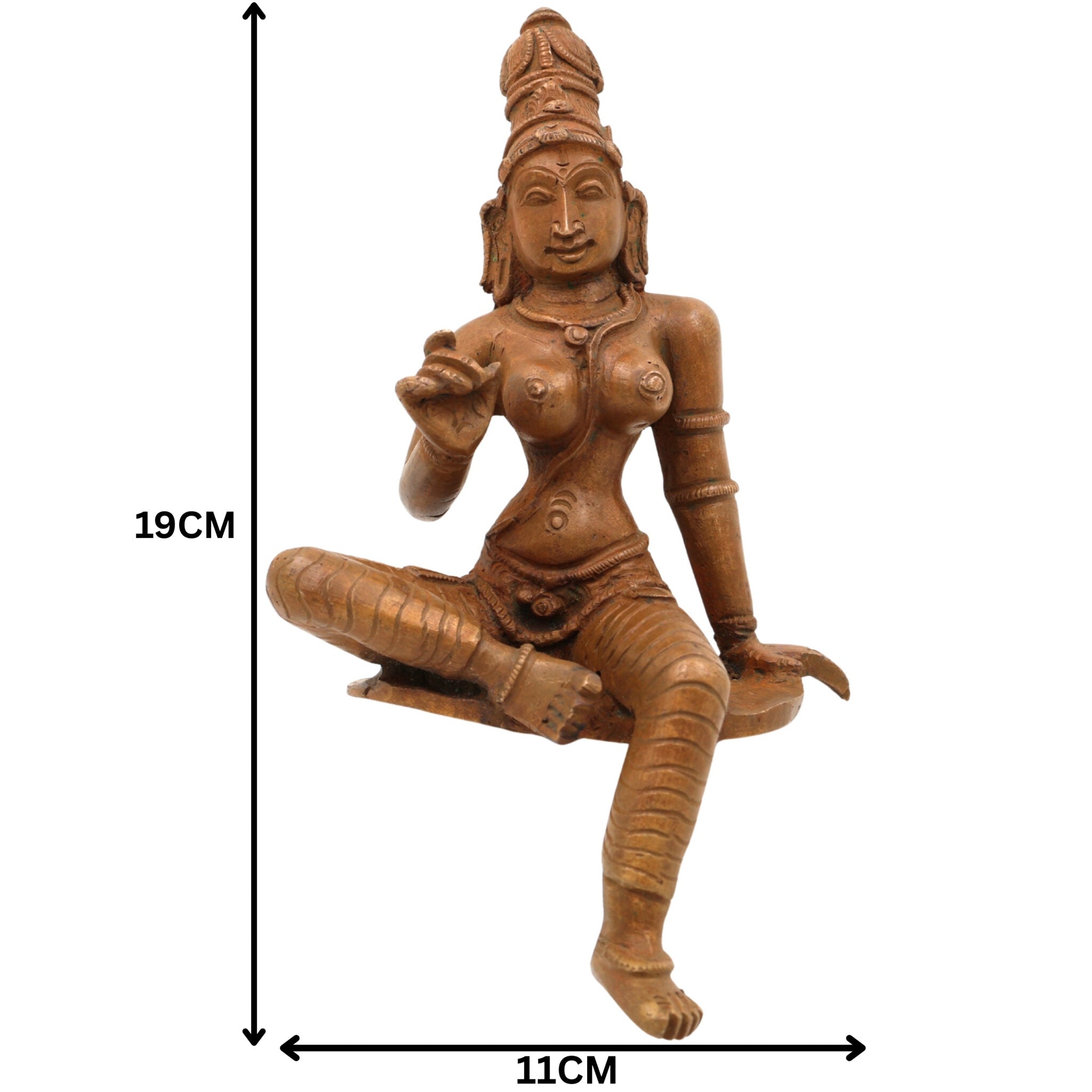 Handcrafted Panchaloha Bronze Parvati Idol – Gauri | Uma | Durga | Shailaputri Devi Murti for Pooja, Temple & Home Decor,Brown, 7.5 Inch, 1 Piece