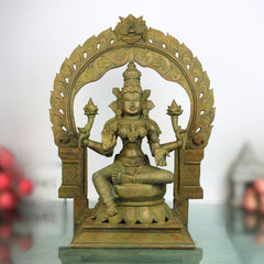 Handcrafted Panchaloha Mahalakshmi Idol in Bronze – South Indian Chola Art Gajalakshmi | Kamala | Sri Devi Statue for Temple & Home Decor (46cm, 15.2KG),Brown, 18.5 Inch, 1 Piece