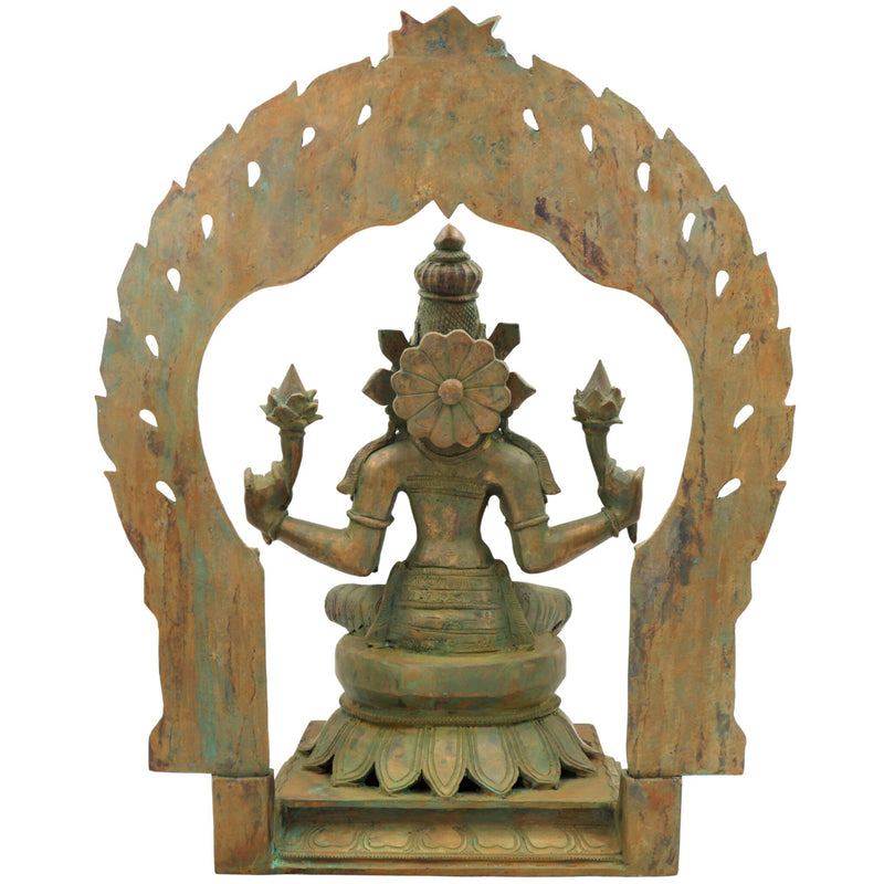 Handcrafted Panchaloha Mahalakshmi Idol in Bronze – South Indian Chola Art Gajalakshmi | Kamala | Sri Devi Statue for Temple & Home Decor (46cm, 15.2KG),Brown, 18.5 Inch, 1 Piece