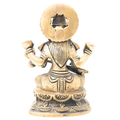 Brass Goddess Saraswati Idol, Sarasvati Murti, Vidya Devi Figurine, Saraswathi Vigraha For Puja And Home Decor,Gold, 7 Inch, 1 Piece