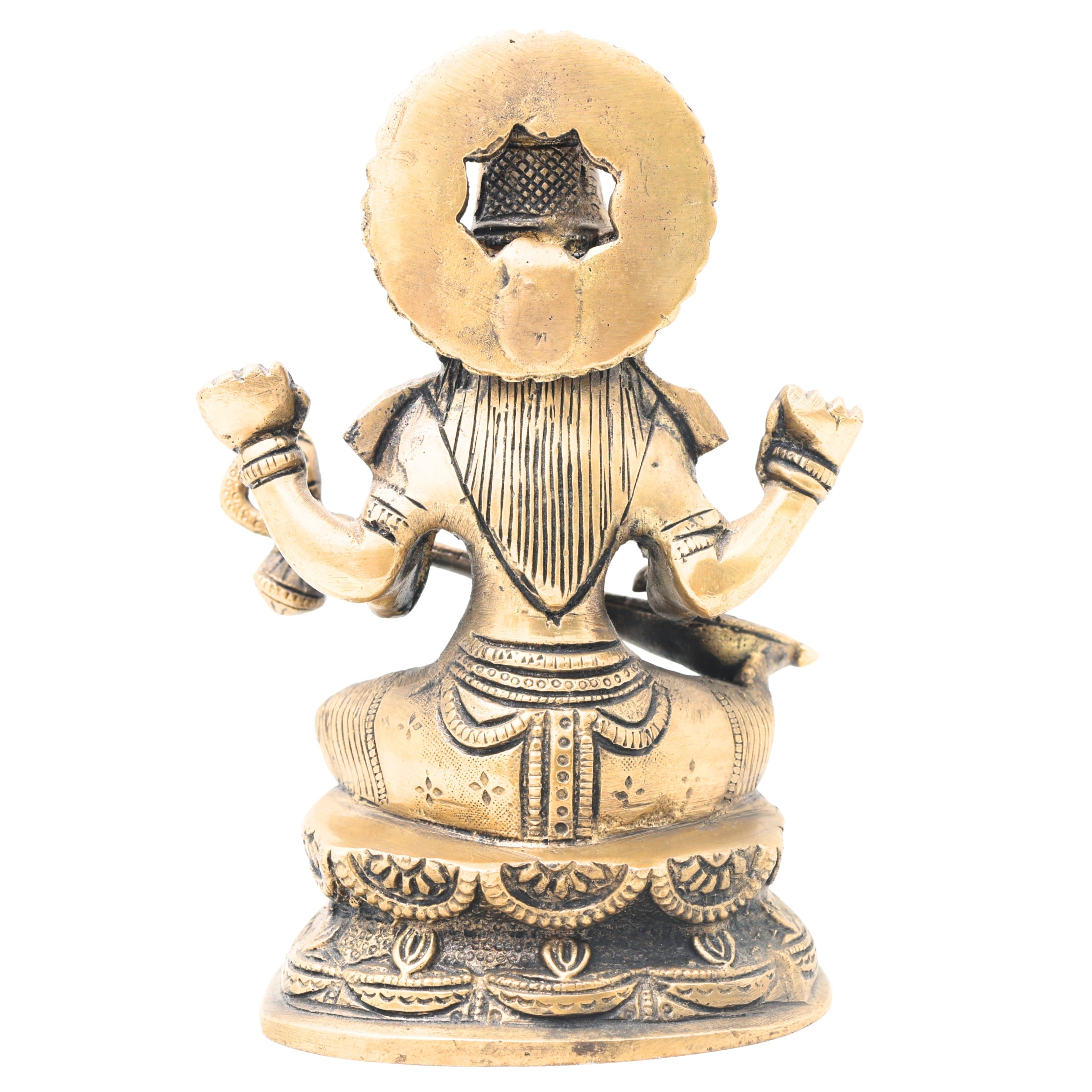 Brass Goddess Saraswati Idol, Sarasvati Murti, Vidya Devi Figurine, Saraswathi Vigraha For Puja And Home Decor,Gold, 7 Inch, 1 Piece