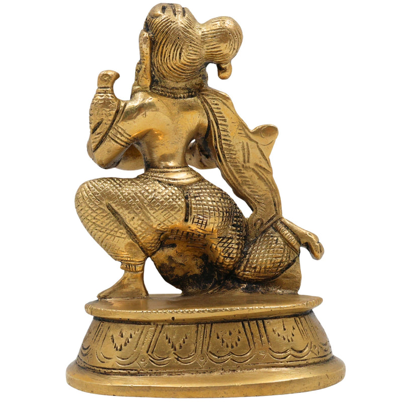 Brass Deepalakshmi Diya Lady Idol, Kuthu Vilakku Lakshmi, Pital Deepa Devi Murti, Vilakku Amma Lamp Goddess Statue for Pooja & Decor,Gold, 5 Inch, 1 Piece