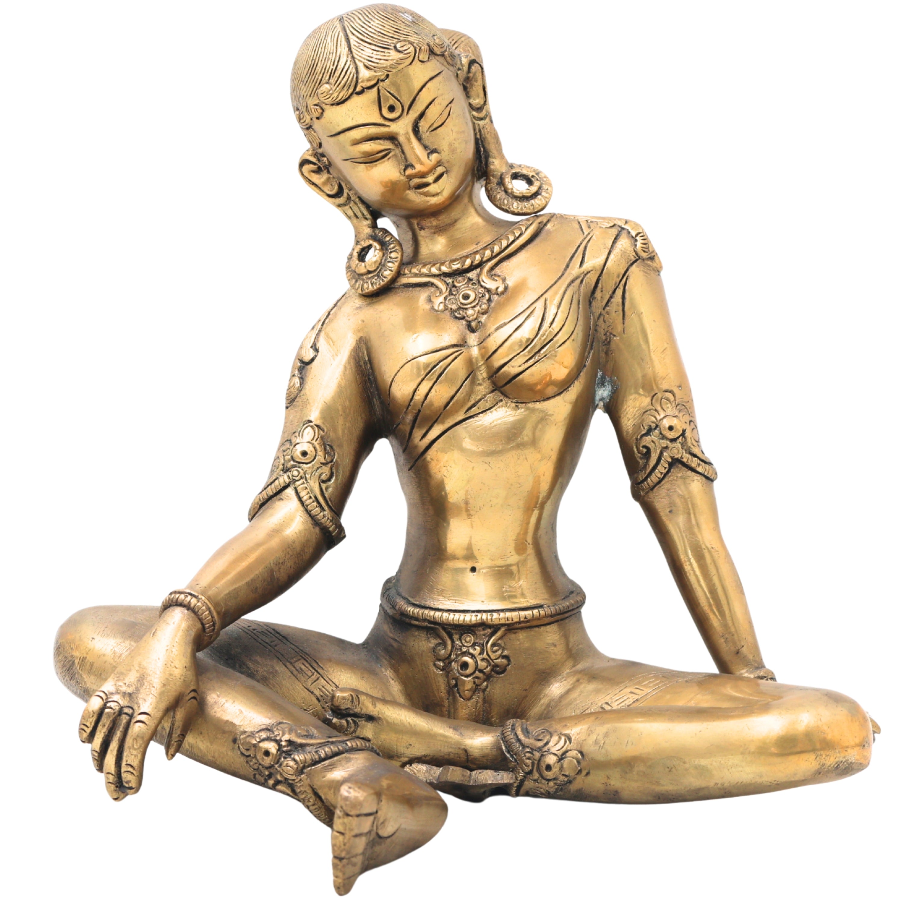 Brass Parvati Face Idol, Gauri Uma Mahadevi Shailaputri Murti for Puja, Decor & Spiritual Gifts,Gold, 9 Inch, 1 Piece
