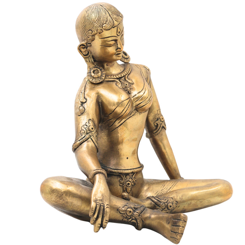 Brass Parvati Face Idol, Gauri Uma Mahadevi Shailaputri Murti for Puja, Decor & Spiritual Gifts,Gold, 9 Inch, 1 Piece